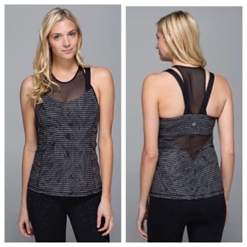 LULULEMON Black/Grey Running In The‎ City Tank Top Size 6